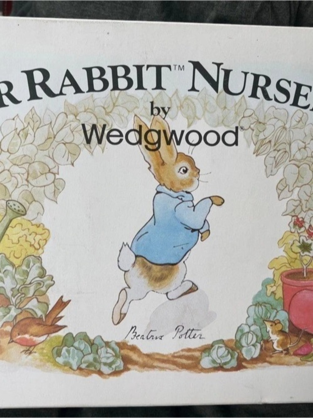 Wedgwood Peter Rabbit Nursery Set 3-Piece Dinnerware Set White & Blue. NEW!